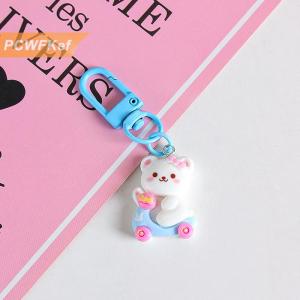 【PCWFKef】 Dễ thương động vật nhỏ Keychain đáng yêu Thỏ Gấu Keyring cho phụ nữ cô gái túi Tai nghe trường hợp treo trang trí quyến rũ Mặt dây chuyền vài món quà