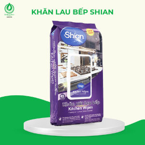 Khăn ướt lau bếp SHIAN đánh bay dầu mỡ nhanh chóng dịu nhẹ với da tay - Gói Lớn 45 tờ