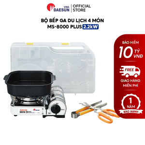 Bộ Bếp Ga Du Lịch Maxsun MS-8000 PLUS - Công Suất 2200W | Chảo Nướng Kéo Kẹp Gắp | Hàng Chính Hãng | Bảo Hành 12 Tháng