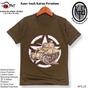 KFS 22 Baju Kaos Anak Laki Laki Tank Hijau Army Cotton 30s Baby&Kids 1 Sampai 10 Tahun t-shirt Kids Fashion Style