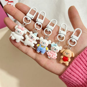 Cute Cartoon Maltese Keychain Lines Puppy Keyring Students Schoolbag Pendant Creative Cartoon Gift Accessories 线条小狗钥匙扣