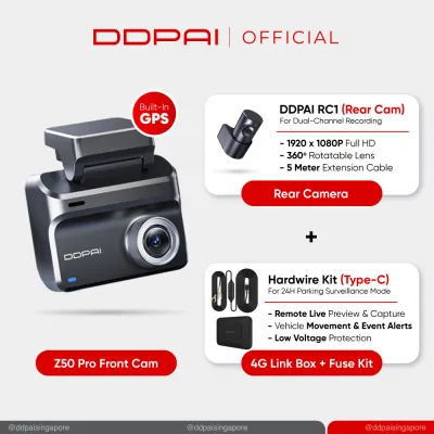 DDPAI Z50 Pro 4K GPS Front & Rear Super Capacitor Dash Cam with 4G Connectivity & ADAS