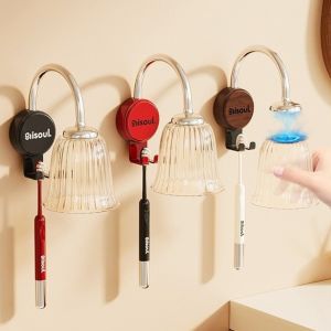 NEXTGENYUN ติดตั้งด้วยแม่เหล็ก แก้วน้ำยาบ้วนปากแม่เหล็ก ย้อนยุค พลาสติก ที่ยึดติดผนัง ติดตั้งง่าย ระบายอากาศได้ดี ที่วางแปรงสีฟันไฟฟ้า องค์กรที่บ้าน