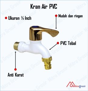 Kran Tembok PVC Warna 1/2 Taman Kepala Kuning Heavy Duty Drat Kuningan Kran Air Plastik Hitam Putih