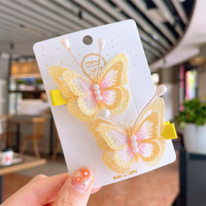 Zy Fashion 2pcs/set Stereoscopic Butterfly Hair Clip for Kids Korean Style Fresh Side Clip Fashion Girl Hairpin Hair Accessories