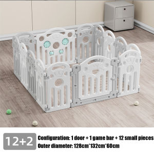 2-in-1 Baby Playpen & Pet Fence Foldable Toddler Play Yard with Gate Easy to Install