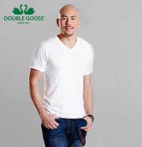 เสื้อตราห่านคู่คอวีสีขาว รุ่นClassic ของแท้ ป้ายผ้า