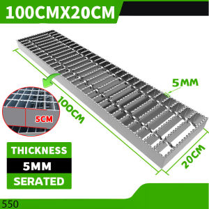 Heavy Duty Steel Grating 1m x 30cm Industrial Drainage Cover Plate for Car Wash Room Gutters Anti-Slip Gutter Grille
