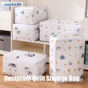 JustLiving Túi Đựng Chăn Gia Dụng PEVA Có Tay Cầm Túi Chống Ẩm In Hình Túi Chống Bụi Đa Năng Túi Đóng Gói Di Chuyển Túi Đựng Quần Áo Chống Bụi Dung Tích Lớn Có Thể Gập Lại