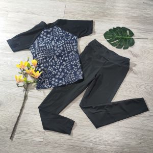 Bikini đồ bơi nữ đi biển 2 mảnh áo ngắn tay kín đáo kèm mút mỏng quần dài chất liệu thun lạnh BINSPORTS BHV207