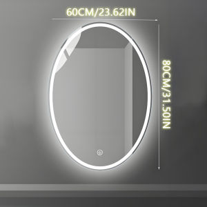 Led Light Bathroom Mirror Wall Makeup Mirror Waterproof Toilet dimming Touch Screen Decor Mirror Easy Install Button Touch Anti fog