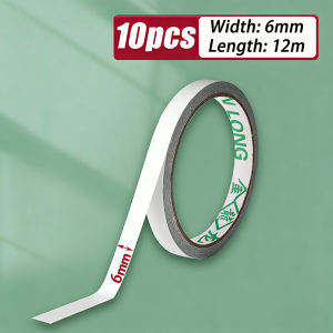 10PCS 12M Double Sided Tape Adhesive Document Paper White Double Sided Adhesive Thin Transparent Adhesive For Industrial Decoration