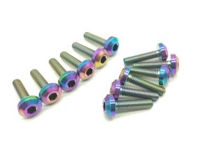 6pcs/12pcs Vitaltitanium Titanium Bolt M6 x 15/20/25mm Umbrella Head Inner Hexagon Allen Head Motorcycle Disc Brake Disc Engine Decoration Titanium screw Ti bolt Titanium Dress Up Bolts Engin Bay Wide body 6pieces / 12pieces Rainbow Black Ti raw colors