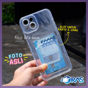 Softcase For IP 14+ Plus Case Card Slot Kartu Casing Silicon Bening Clear Dompet