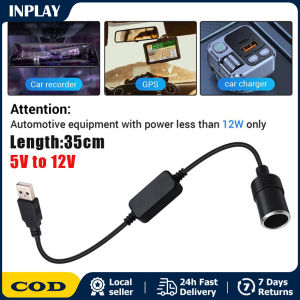 Car Cigarette Lighter Socket USB 5V To 12V Converter Adapter Wired Controller Plug Connector Adapter Car USB 5V To 12V Cigarette Lighter Car Master Port Charging Bank Mobile Power Connection Line Car Recorder
