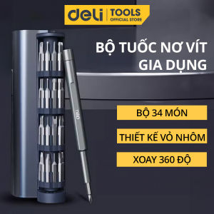 Bộ Tuốc Nơ Vít 34 Trong 1 DELI TOOLS - Tua Vít Sửa Chữa Điện Thoại Máy Tính Bảng Máy Ảnh