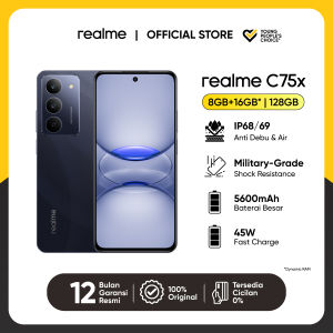 realme C75x Smartphone8GB+16GB*|128GB6.67 inch 196g45W Fast Charge5600mAh Massive Battery50MP Super Clear Camera120Hz Eye Comfort DisplayDual SIMIP68/69 Anti debu & Air | Military Grade shock resistance