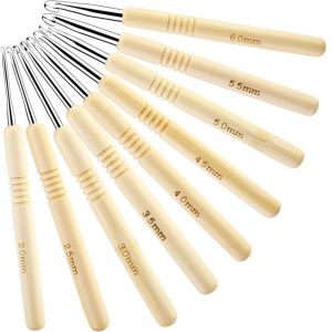 9Pcs/set Bamboo Handle Crochet Hook Set Knitting Tools Accessories Sweater Needles Crochet Hooks Handmade Knitting Supplies