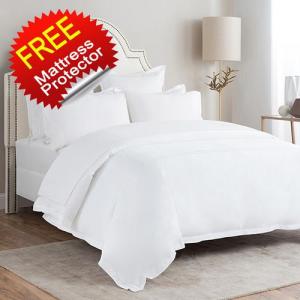 Nile Valley 1600 Thread Count 5 Star Hotel Egyptian Cotton Flat Sheet Set. FREE Mattress Protector