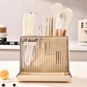 DOUBLE WINNER Multifunctional Kitchen Utensil Holder Plastic Chopsticks Draining Spoon & Chopping Board Holder-KC138