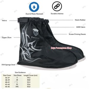 Raincover Shoes Funcover Kanvas/Mantel Jas Hujan Pelindung Pelapis Sepatu/Cover Ujan Sepatu Anti Air