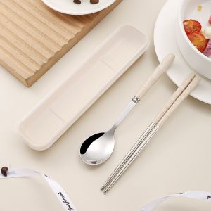3Pcs/Set 不锈钢餐具套装 Stainless Steel Cutlery Set Utensil Spoon Fork Chopstick Set With Box Tableware Set Peralatan Makanan