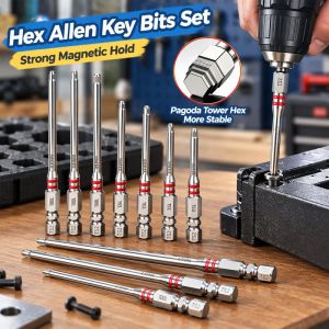 Home&Life.8 Hex Allen Key Bits Set Pagoda Tower Magnetic Screwdriver Bits For Drill Wrench Wear Resistant Durable Multiple Sizes Anti Slip