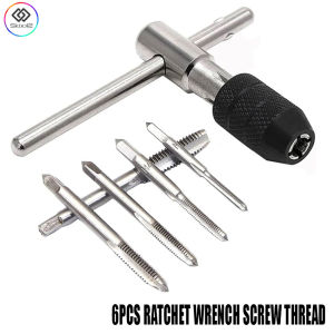6Pcs Ratchet T type Machine Metal Hand Screw Thread Tap Wrench M6/M7/M8/M10/M12 Tap Set DIY Tool Wrench Set