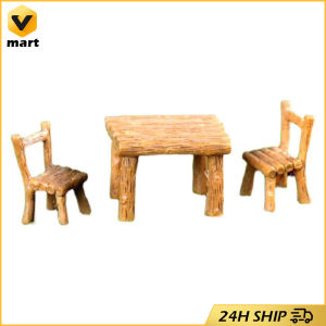 3pcs Miniature Table and Chairs Set Fairy Garden Furniture Ornaments Kit Dollhouse Accessories Home Micro Landscape Decoration