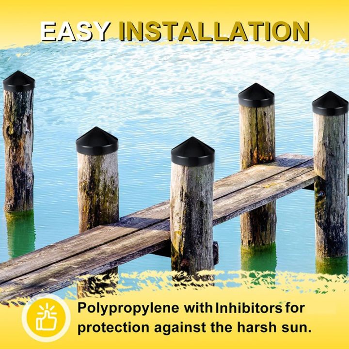 Pier Protection Cap 【Life and Movement】Boat Pylon Edge Caps 4Pcs Marine Dock Piling Cap ...