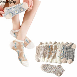 Ruizhijzg 9 Pairs Cotton Womens Ankle Socks Ladies Girls Thin Low Cut Boat Socks Thin No Show Liner Thin Anti Slip Invisible Non Slip Low Ankle Retro Ings Short Socks