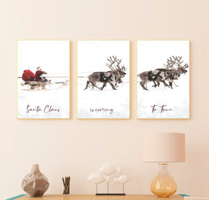 1 set hiasan dinding natal santa claus is coming cristmas walldecor