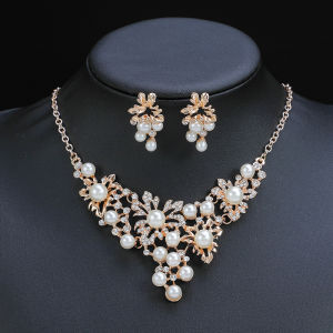 Pearl Set Jewelry For Women Camellia Pearl Necklace Earrings Ring 3-piece Set Wedding Party Banquet Jewelry Set For Graduation Jewelry Set For Women On Sale