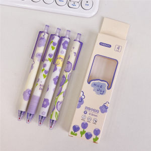 Ink Black Pen Cute Cartoon Design Flower Pattern Pressing Design For School Supplies Stationery Childrens Art