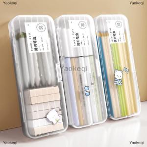 [COD] Yaokeqi Fashion Pencil Cases Simple Matte Transparent Box High-capacity Storage Box Data Cable Sorting Box School Office Supplies