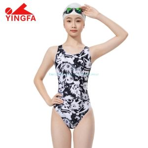 Yingfa Cartoon Printed Training Swimsuit Enhances Performance Girls Chlorine Resistant Professional Swimwear Teenage Swimming Costumes