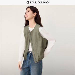 Giordano Beau Monde Women Flat-felled seam gathered hem vest Free Shipping 13376774