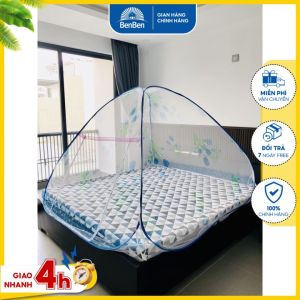 Mùng chụp tự bung cao cấp có cửa Mùng chụp đỉnh nhọn thông minh - Mùng gấp gọn tiện lợi tiết kiệm không gian phòng ngủ - Ben Ben