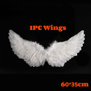 BERMA BABY Angel Childrens l Feather Wings Stage Props Halloween Wings White Angel Feather Wing Clothing Party Costum