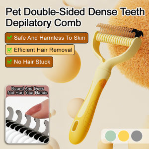 Pet Grooming Comb For All Pets Home Owner Cat Dog Brush Dual-Sided Fine Teeth Fur Removal/Safe Gentle Design/Anti-Slip Handle/Daily Detangling