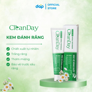 Kem đánh răng Cleanday 100g chiết xuất thiên nhiên làm trắng răng thơm miệng bảo vệ răng khỏi ê buốt sâu răng