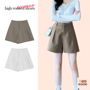 Neohome กางเกงขาสั้นเอวสูง หู2ชิ้นเกร๋ๆ ผ้าไอวี่ ทรงสวย สีเอิร์ธโทน สาวอวบไซส์ใหญ่ มีไซส์