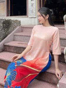 Áo dài cách tân AD159 dáng suông in hình rẻ quạt dành cho nữ KHANH LINH STYLE- {HCM}