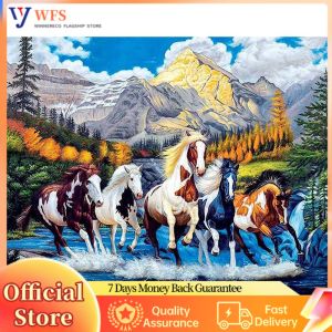 Horse Pattern Cross Stitch Wall Art Kit 11CT Embroidery DIY Home Decor Crafts for Living Room Bedroom Wall Decoration