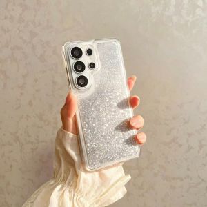Glitter Quicksand Phone Case for Samsung S23 S24 S25 S26 Ultra Shell Soft Silicone Back Cover Clear Moving Sand Liquid Hull Girl