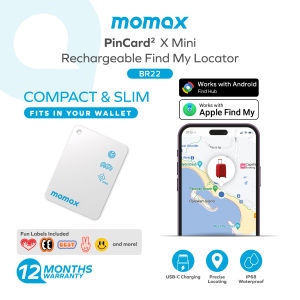 Momax BR22 Pinpop² X Mini Rechargeable Smart Tag/Card Bluetooth Tracker Apple FindMy/Android FindHub Waterproof Locator