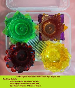 3D Designer Multicolor Reflection Diya Sets Perfect Décor for Pooja Prayer and Home Featuring Water Sensor & Oil Compatibility for a Radiant Glow