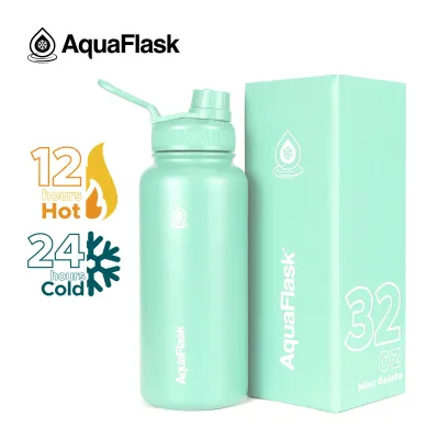 AquaFlask (32oz) Wide mouth w/ flip cap Vacuum Insulated Stainless Steel Drinking Water Bottle