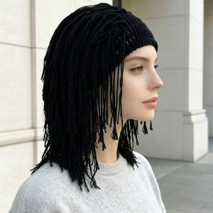 PHANT Retro Tóc giả dreadlocks phong cách reggae Balaclava Thêu móc thủ công Nón bện tay dành cho nam và nữ Sang trọng Thân thiện với làn da. Mũ trùm đầu thoáng khí