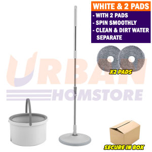 UBH New Spin mop Floor mop lantai spin Auto separate water Quick dry with 2 microfiber cloth Spinning mop with bucket